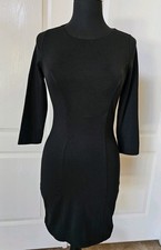 GUESS Los Angeles Black Back Cutout 3/4 Sleeve Lined Slim Fit Dress Size Medium