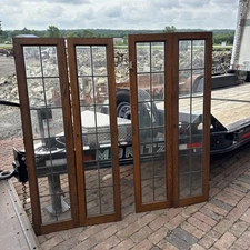 SG5102 Two pair AV price each antique leaded glass cabinet doors 30 7/8 X￼ 66 1/