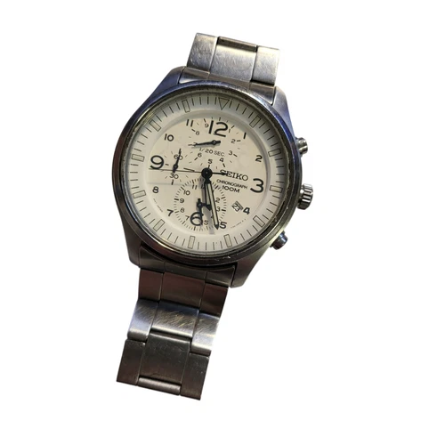 Vintage Seiko 7192-0JS0 Chronograph stainless wristwatch quartz movement VGC