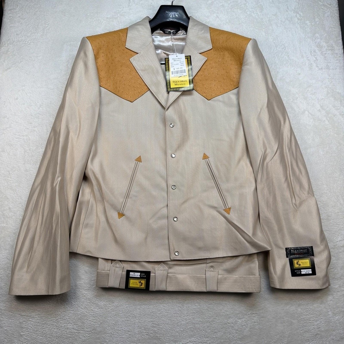Vintage Western Cowboy Suit Pearl Snap Rodeo Rockabilly Stage Tan