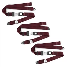 Chevy Truck 1935 - 1940 Standard 2pt Burgandy Lap Bench Seatbelt Kit - 3