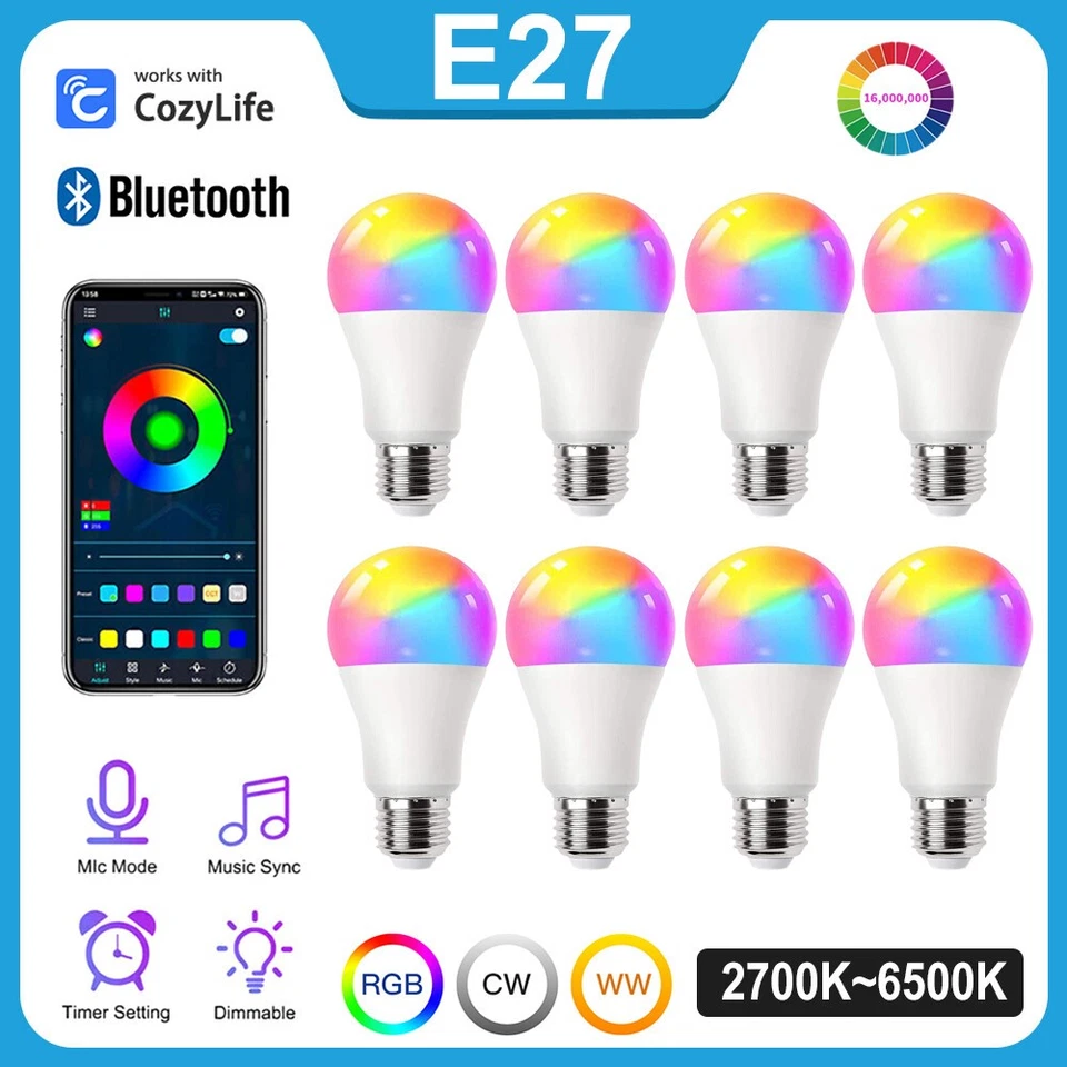 RGB Smart Bulbs LED Light by Cozylife APP Control Home B22 E27 Bluetooth Lamp - Image 3 of 4