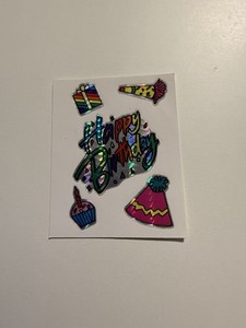 VINTAGE Stickers Prismatic Vending Machine Happy Birthday Cupcake  Party Hat