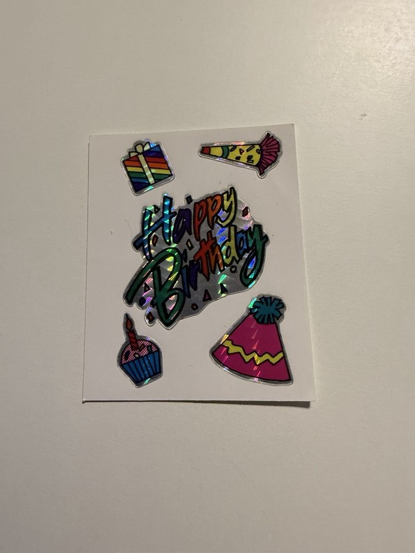VINTAGE Stickers Prismatic Vending Machine Happy Birthday Cupcake  Party Hat