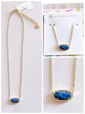 Kendra Scott Elisa Gold Pendant Necklace in Cobalt Howlite, NWT