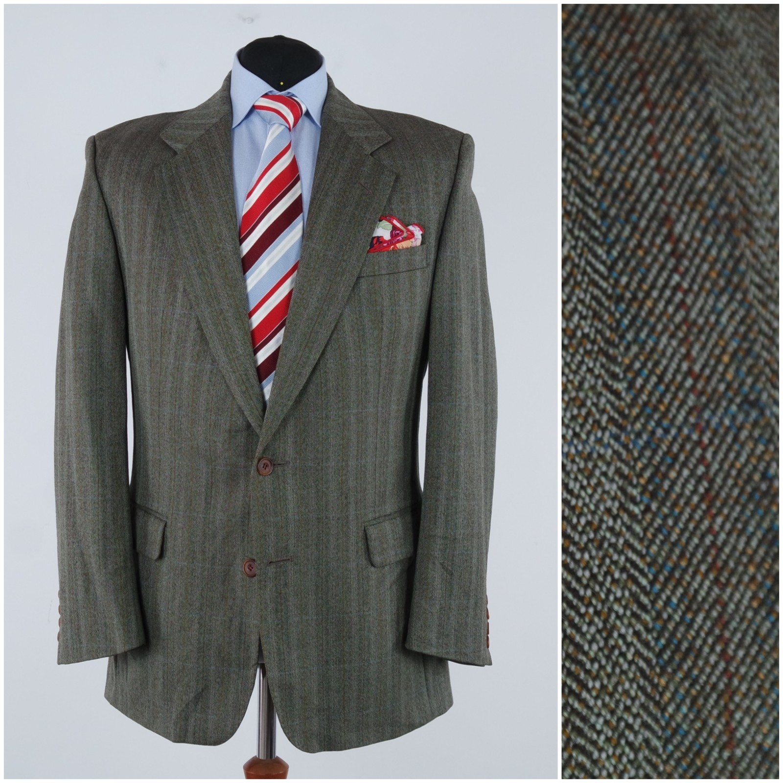 Mens Vintage DAKS Tweed Jacket 42R UK Size Herringbone Wool Sport Coat Blazer
