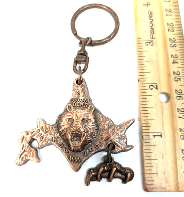 Hokkaido Japan Souvenir Keychain Brown Bear Metal Vintage | eBay