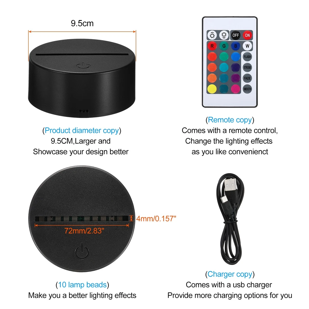 3d night led cheap light lamp base