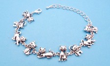 Adjustable Bracelet For Cat Lovers Of Different Kittycats ant.silver plated