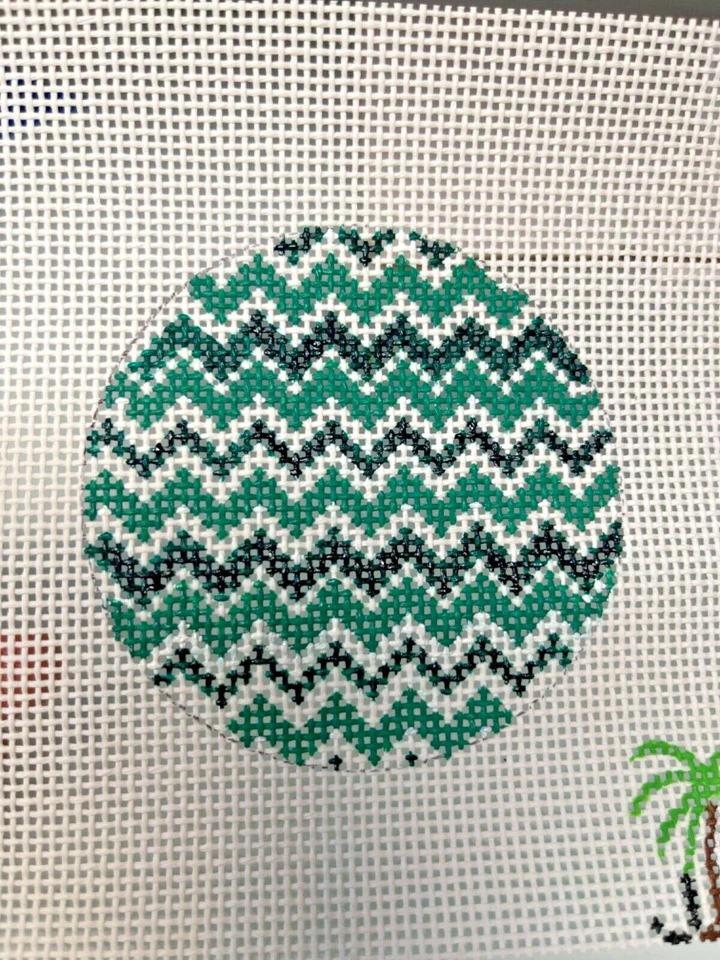 Handpainted needlepoint Dark, Color of  Green Ornaments 13ct Zweigart - Image 3 of 3