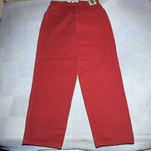 Vintage IOU Extra Blue Baggy Wide Leg Tapered Red Jeans Hip Hop Size 32x33.5 NWT