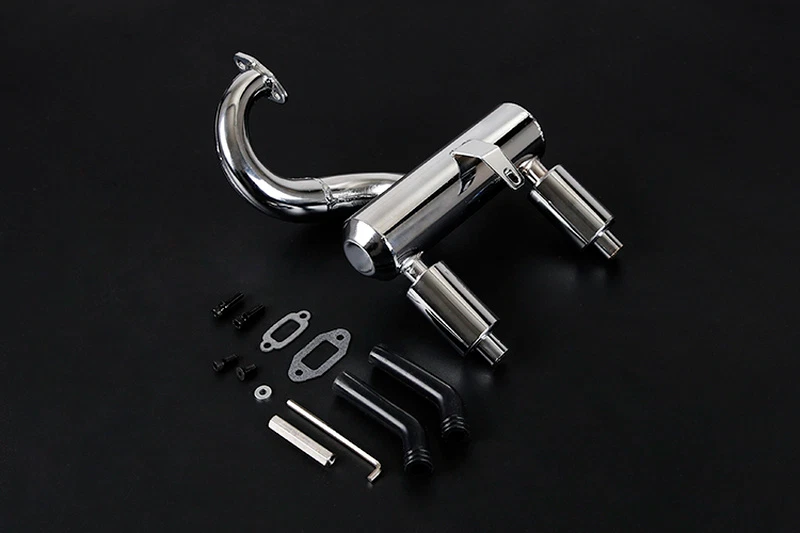 Metall Doppel Stummschaltung Auspuffrohr für 1/5 LOSI 5T RV KM rc Autoteile - Bild 4 von 4