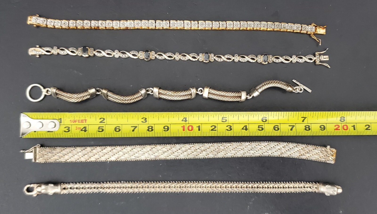 Five Vintage Solid Sterling Silver Bracelets, All… - image 8