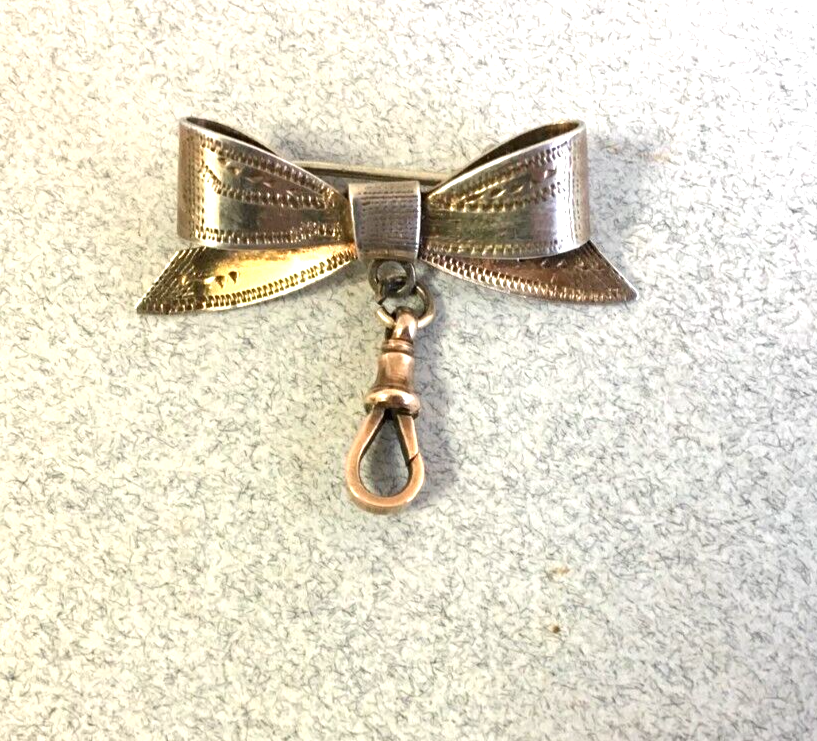ANTIQUE 9ct YELLOW GOLD DOG CLIP VERMEIL POCKET WATCH SUSPENSION BOW