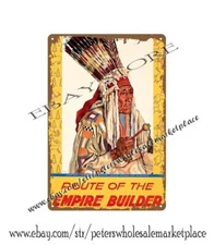1920s Route Empire Builder native American Indian Great Northern Railway tin