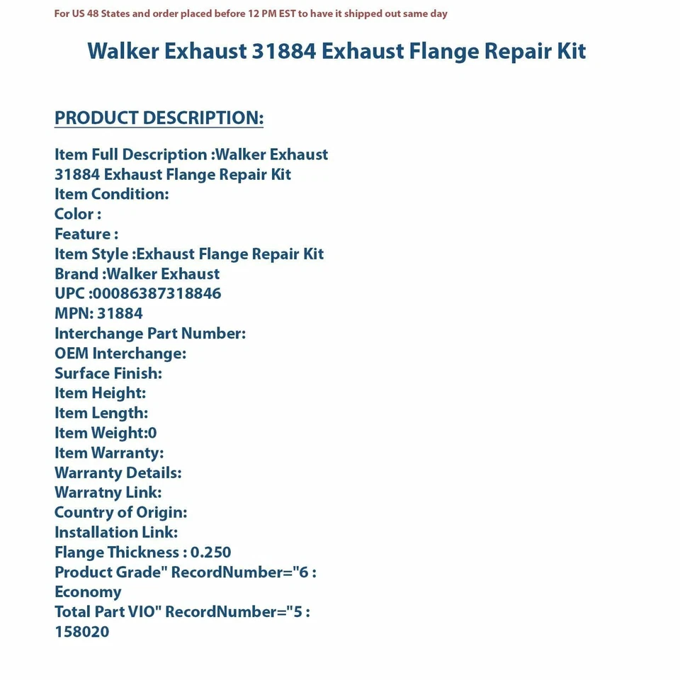 Kit Reparación Brida Escape Walker 31884 | Auto Pieza Alta Calidad, Univers Foto 4 de 4