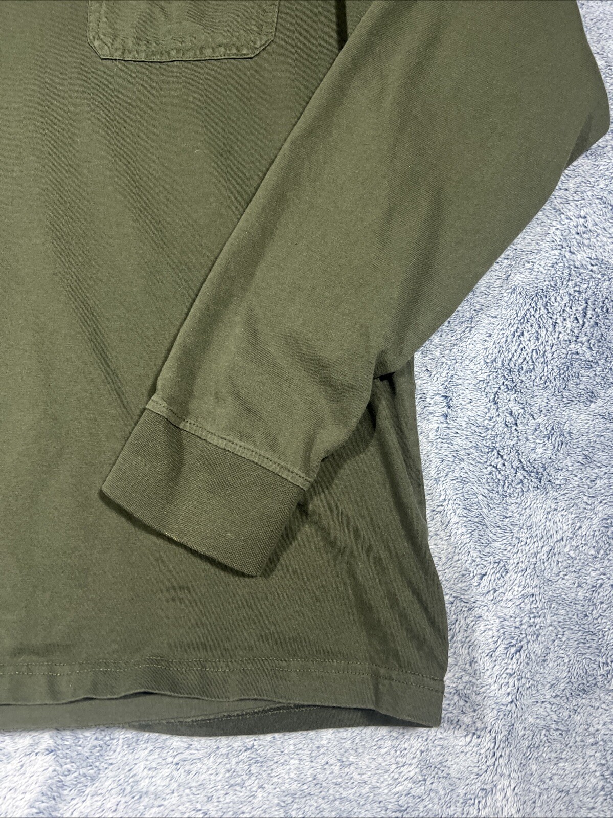 Levis Men's White Tab Dark Green Long Sleeve w/ Double Pockets Polo Shirt Size L thumbnail 6