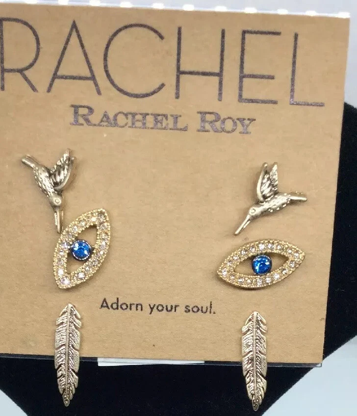 $28 RACHEL RACHEL ROY GOLDTONE BIRD STUD EARRINGS 3 PAIRS EARRINGS JRR3 - Image 2 of 4