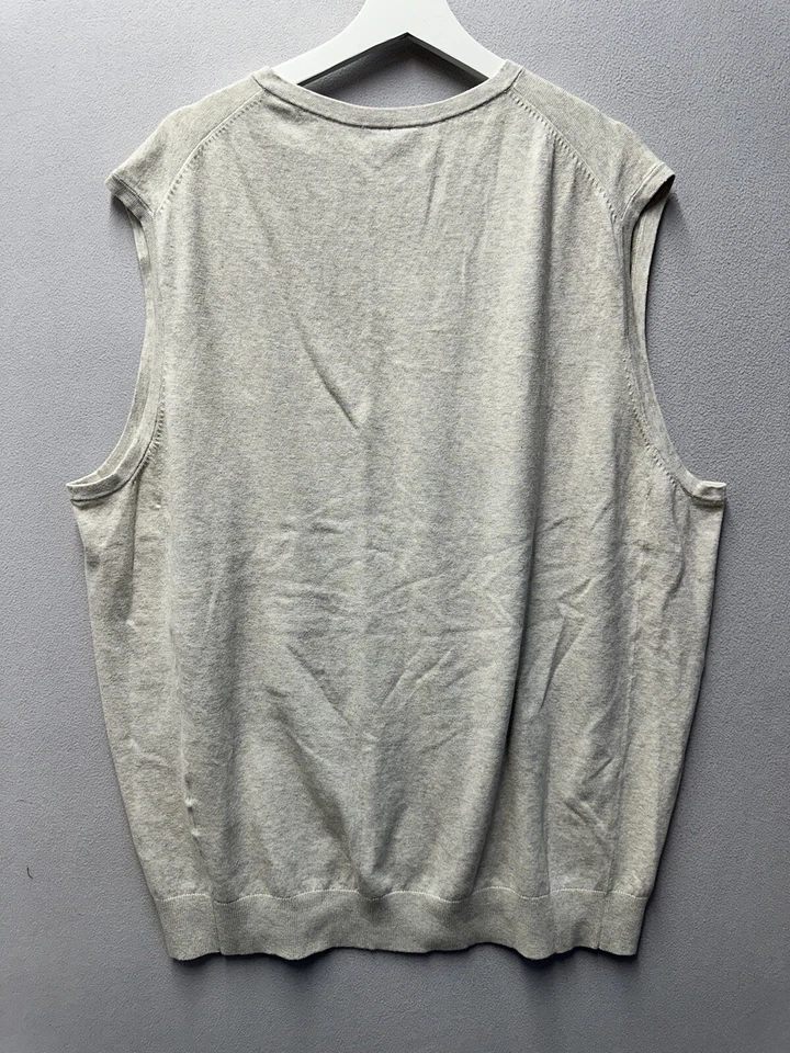 NEW Cutter & Buck Men’s Douglas Cotton Blend Sweater Vest Sand Size 2XT - Image 2 of 4