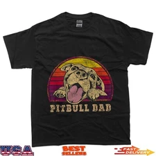 Pitbull Dad - Vintage Smiling Pitbull on Sunset T-Shirt