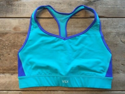 Victoria's Secret Sport Teal Solid VSX Logo SMALL The Player Sport Bra VS VTG