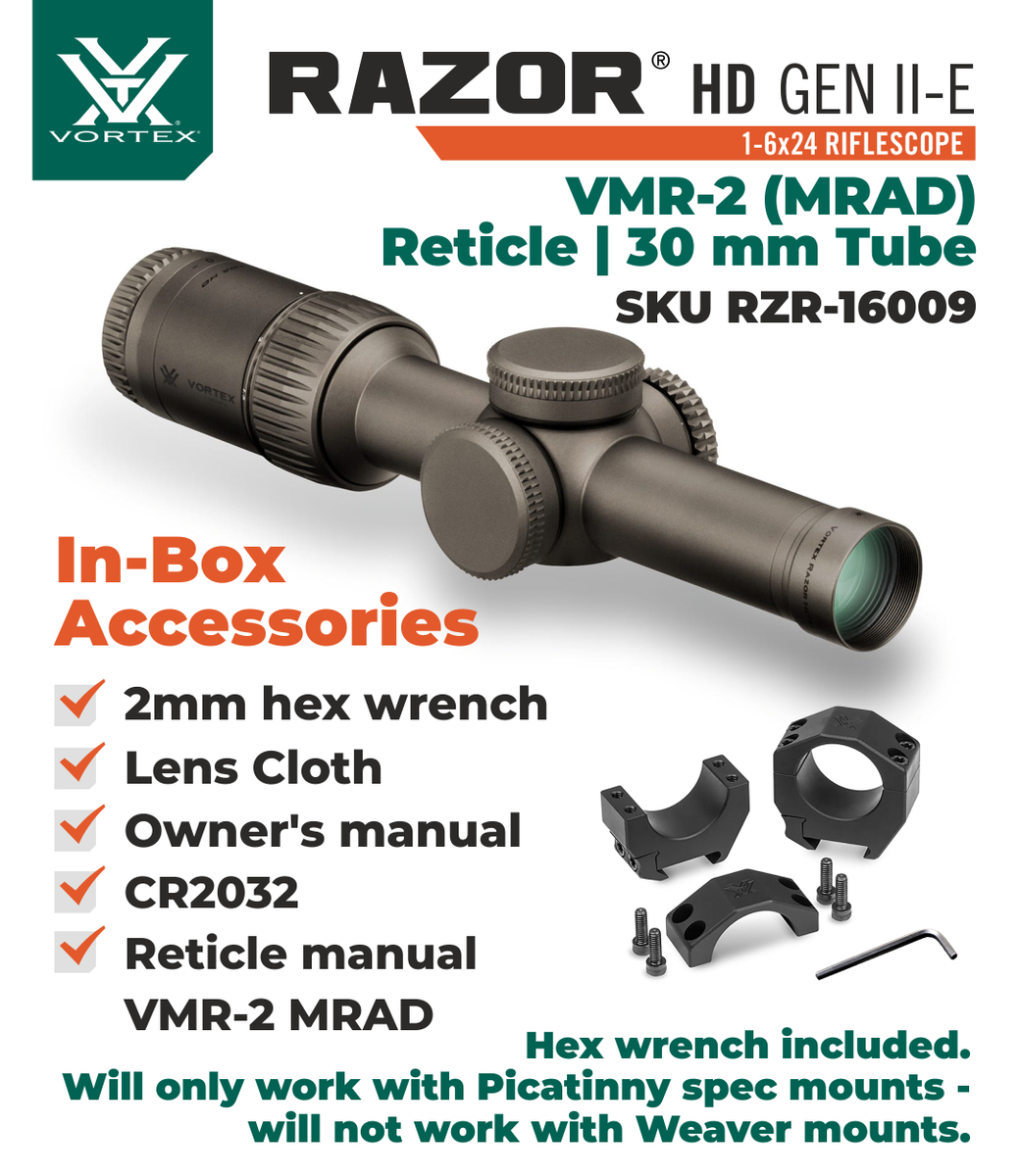 Vortex Optics Razor HD Gen II-E 1-6x24 VMR-2 MRAD Riflescope