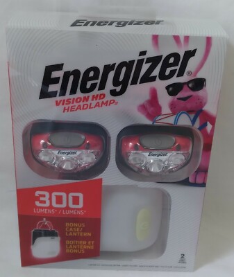 Energizer Vision HD Headlamp 300 Lumens 2 Lights Bonus Lantern New 