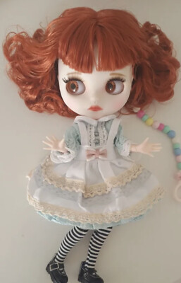 Blythe Doll Red Hair 12'' Joint Body Matte Face White Skin BJD Nude