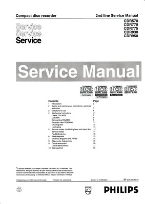 Service Manual-Anleitung für Philips CDR 570,CDR 770,CDR 775,CDR 930,CDR 950 