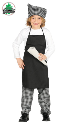 Costume fruttivendolo bambino panettiere vestito cuoco nero recita