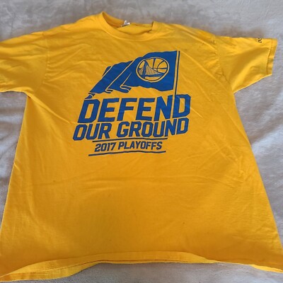 Golden State Warriors Mens Extra Large Yellow Defend Our Ground 2017 Playoffs