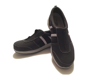 Easy Street Sport Womens Black Athletic Shoes Size Zippered Closure