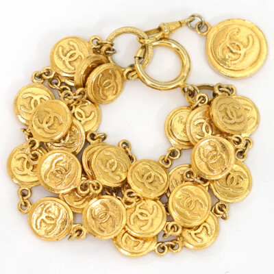 CHANEL CC Logos Vintage Coin Strand Bracelet 7