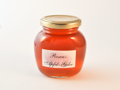 23,60 /kg - Rosengelee mit Apfel - 250 g- harmonisch im Geschmack -