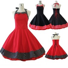 Classical Retro Rockabilly Vintage Dress 40s 50s 60s Party Dancing Dresses Red