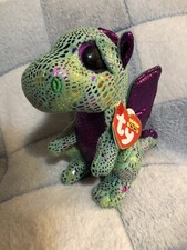 Ty Beanie Boos 6” Cinder the Green/Purple Dragon NMWMT 2019