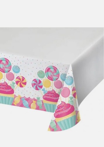 12- Candy Bouquet Plastic Tablecloth 48" x 88" Party Tableware BULK FREE SHIP - Picture 1 of 3