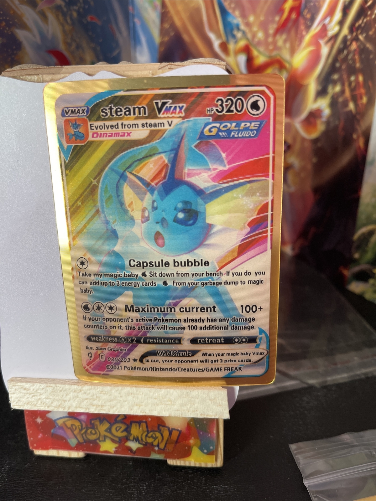 Steam VMax Hp320 Capsule Bubble 3D Prism Pokemon Fan Art Mint Condition-image
