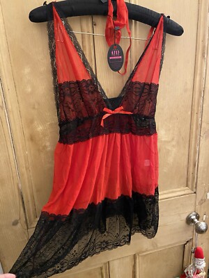 Avid Love rot & schwarz Spitze Baby Puppe & passender Tanga 3xl größer Dame Xkleid