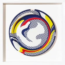 ROY LICHTENSTEIN "PLATE" 1969 | RARE SERIGRAPH ON PAPER PLATE | CUSTOM FRAMED