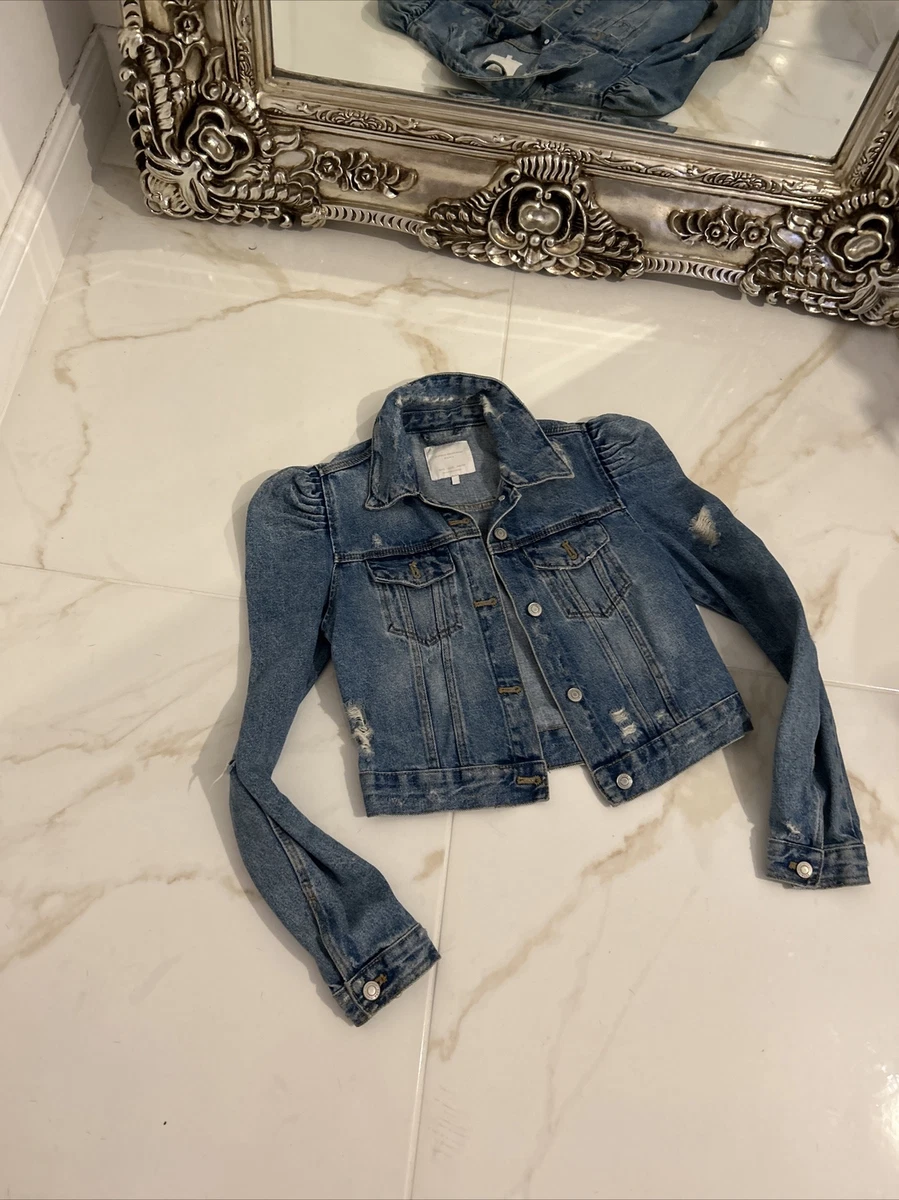 Zara denim clearance jacket puff sleeves