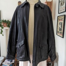 Vtg Nurseys Smart Black Leather Jacket Size L