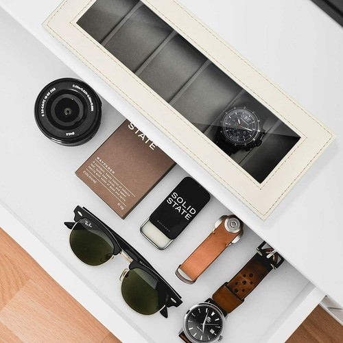 Vetrina portagioie 6 slot bianca porta orologi pelle vetro regalo donna - Foto 7 di 7