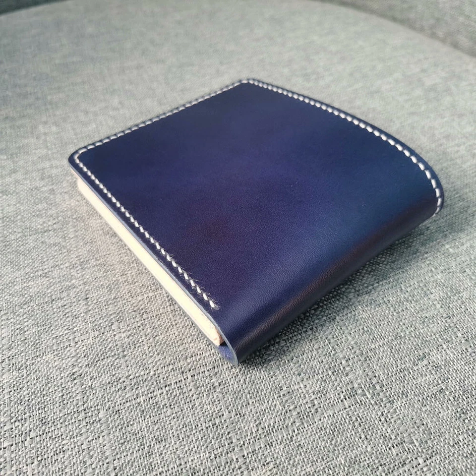 Ручной работы овощ дубленая кожа бумажник подлинный воловья кожа карта чехол штамповка имя - Изображение 2 из 4