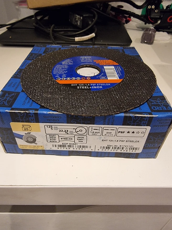 25pcs / 1 box PFERD 125mm x 1.6mm x 22mm bore, INOX/Stainless Cutting Discs