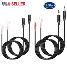 Replacement 3.5mm 1/8" Male / Female to Bare-wire Open-end Stereo Shielded Cable