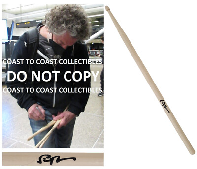 Simon Phillips Judas Priest drummer signed Drumstick COA exact proof.autographed