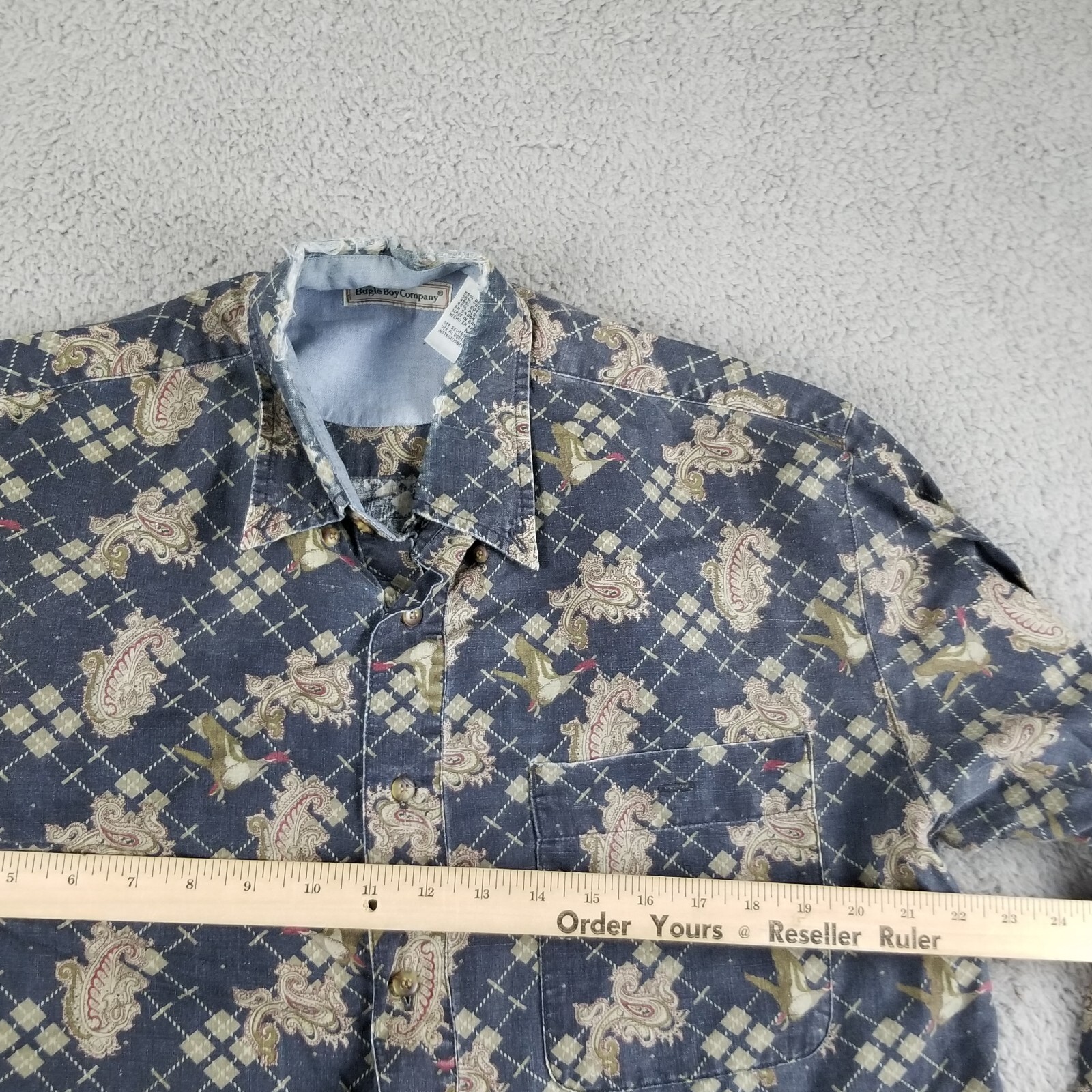 Bugle Boy Shirt Men Medium Pasiley🦆Button Down D… - image 5