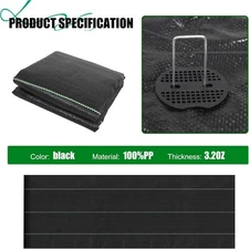 3x50ft Weed Barrier Landscape Fabric Heavy Duty 3.2OZ Fabric Ground Cover Black