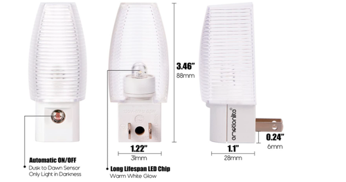 LED Night Light Dusk To Dawn Sensor Plug In Automatic Kids Safe Warm White 2700K - Picture 7 of 8